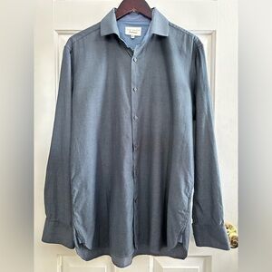 TED BAKER Endurance 16.5 34/35 Blue Flip Contrast Cuff Spread Collar 100% Cotton